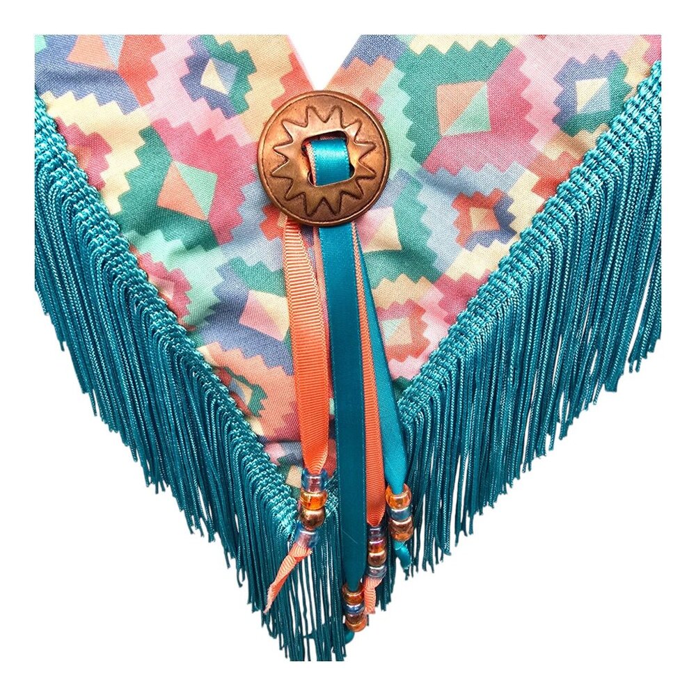 Shoulder Shawl Women Collar Western Cowgirl Square Dancing Turquoise Fringe O/S - Picture 3 of 8